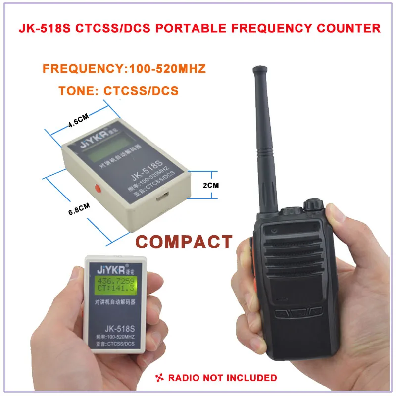 Новое поступление JK-518S портативная частота CTCSS &amp DCS 2 в 1 счетчик частоты 100-520 МГц