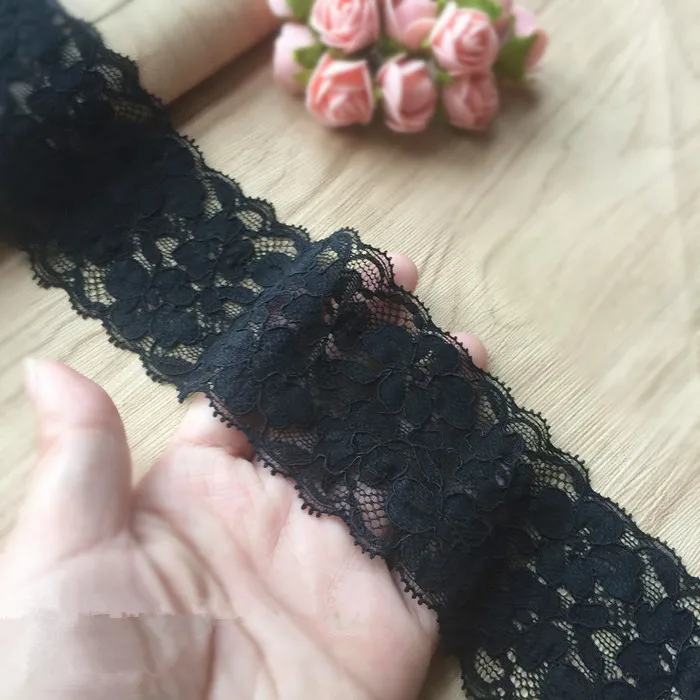 

5Yards/Lot Width 6CM Black Elastic lace Embroidery Stretch Lace Skirt Hem Underwear Sewing Craft DIY Apparel Fabrics