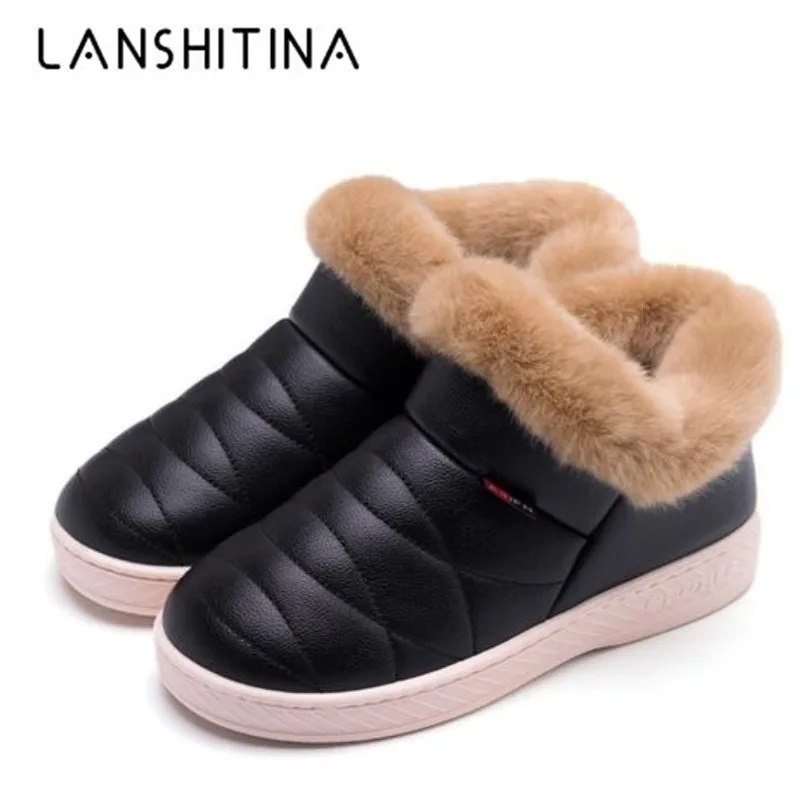 

2018 Women Snow Boots Winter Warm Fur Ankle Boots Thick Sole Cotton Shoes Woman Flats Waterproof Anti-skid Botas Mujer Zapatos
