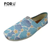 FORUDESIGNS/фон с изображением побережья голубого моря, принт с животными, Повседневная женская обувь на плоской подошве милые лампы в форме дельфинов Вес женские лоферы из парусины Удобная обувь женщина