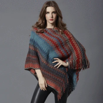 

Europe United States fashion women new winter batwing sleeve tassel cloak woman sweater knitting coat pullovers blouse top knit