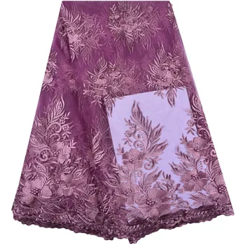 

2018 Latest Peach Nigerian Lace Fabrics New style Africa Embroidered African French Lace Fabric High Quality With Beads 1343