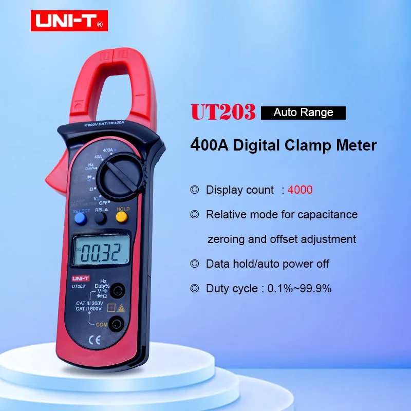 UNI T UT203 Ditgital зажим Multimete Автоматический диапазон отображения 3999 ручной мультиметр