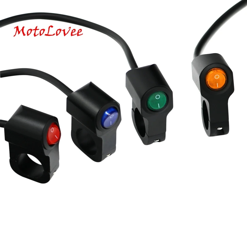 

Motolovee Black Universal 12V Motorcycle LED Handlebar Headlight Fog Spot Light On Off Switch Aluminum-alloy