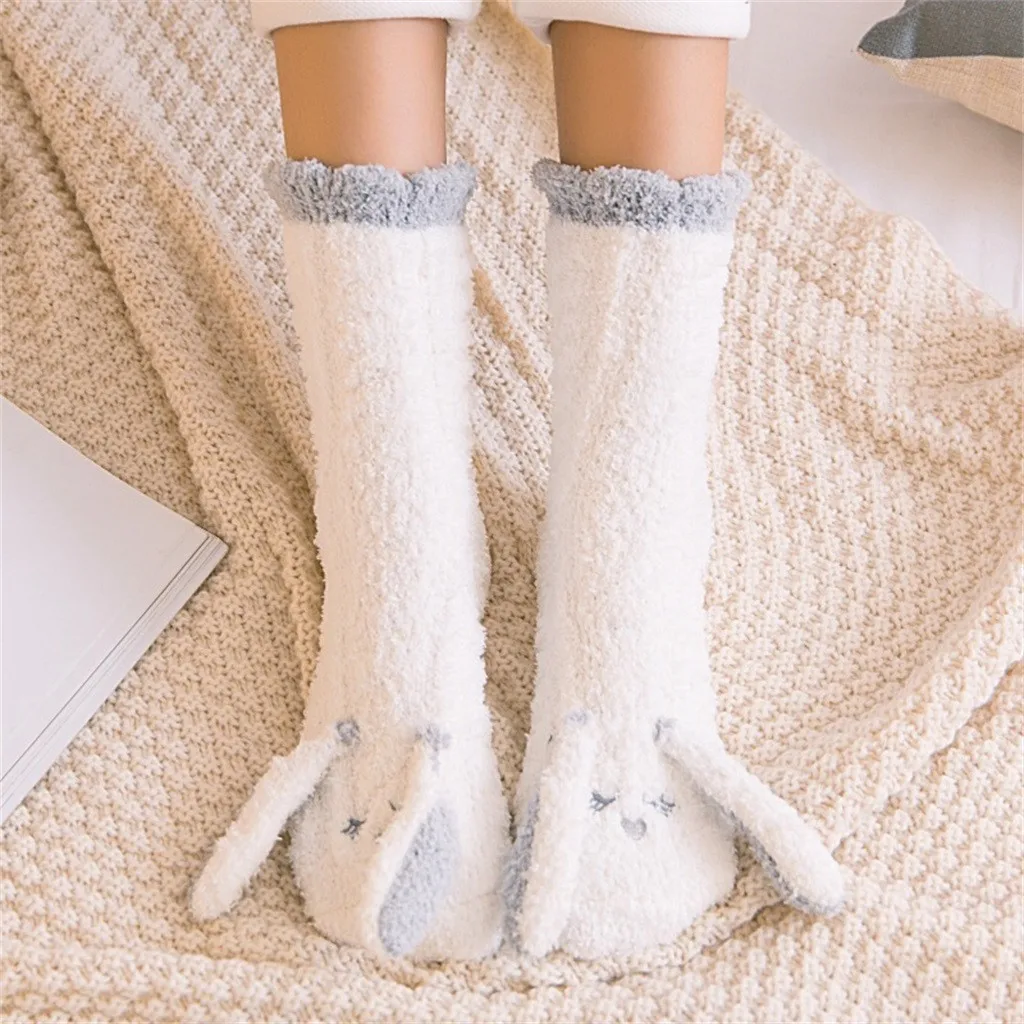 

2019 NEW JAYCOSIN Winter Cartoon Warm Sleep Socks Towel Socks Floor Socks Coral Velvet Thickening 1220