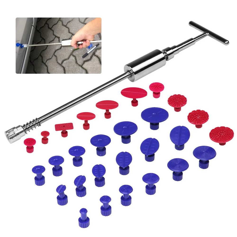 

PDR Tools Hand tools Set Dent Repair Kit Car Dent Removal Tools Paintless Repair Slide Hammer 28pcs Tabs DIY Dent Removal