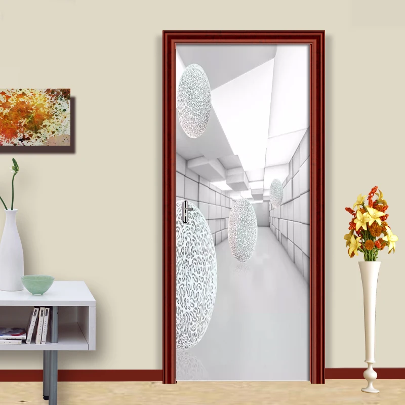 Самоклеящаяся Водонепроницаемая дверная наклейка из ПВХ, современные 3D стерео космические обои для гостиной, спальни, дверная наклейка, домашний декор, 3D Фреска