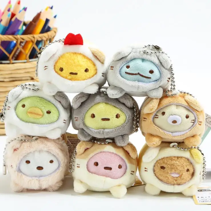 

1pcs Japan Corner creature plush toys Small plush pendant Keychain Kneeling cat 8cm 6kinds WJ01