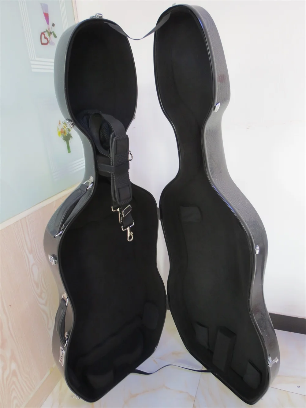 Полный размер 4/4 композитный чехол из углеродного волокна виолончель в черном цвете# raoyang