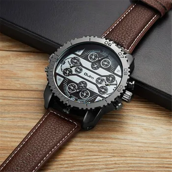 

Mens Watches Top Brand OULM High Quality Leather Band Extra Large Dial 4 Japan Movt Casual Quartz Watch Montre Homme Grosses