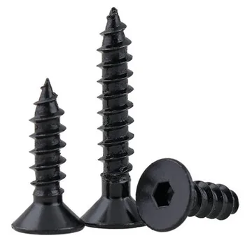 

10pcs M6 Black 8.8 High strength countersunk heads Hexagon socket tapping screw Flat head tappings screws 16mm-40mm Length