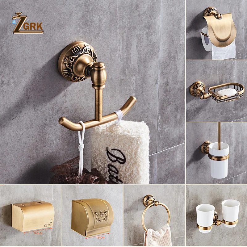 ZGRK Космический алюминиевый держатель для ванной комнаты, античный Матовый держатель для полотенец, держатель для туалетной бумаги, держатель для стакана, крючок для халата, аксессуары для ванной комнаты