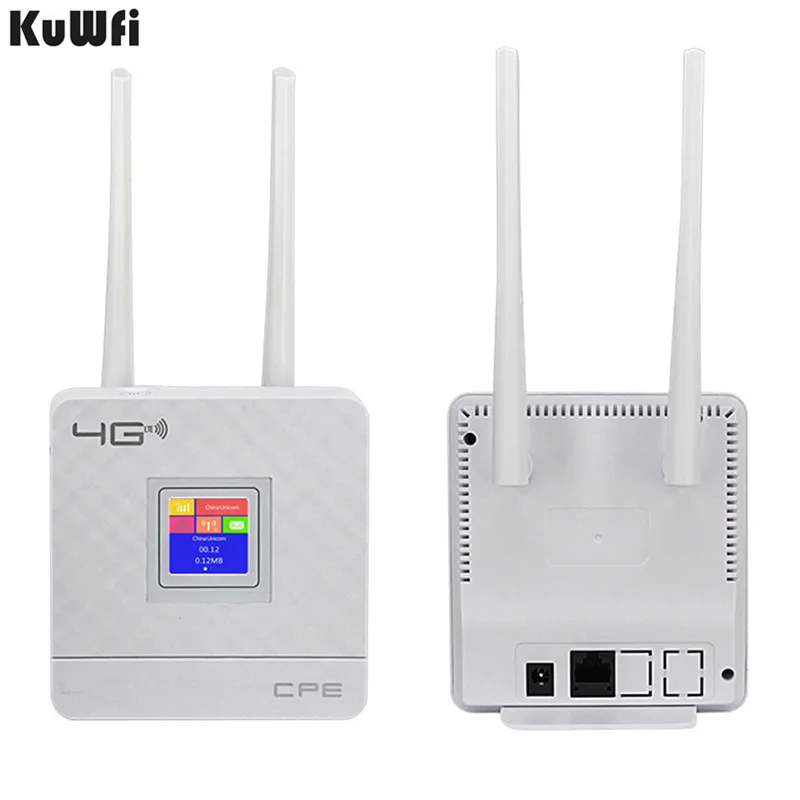 KuWFi 4G CPE маршрутизатор Cat4 беспроводной CPE LTE маршрутизатор двойной внешний 3DBI антенны с слотом для sim-карты для дома/офиса B3/B5/B8/B41/B38