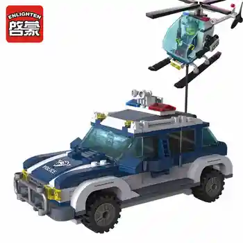 

City Helicopter Building Blocks Assembled Policemen Prisoner Dolls DIY Model Toys Brick Children Kids Play Game Gifts