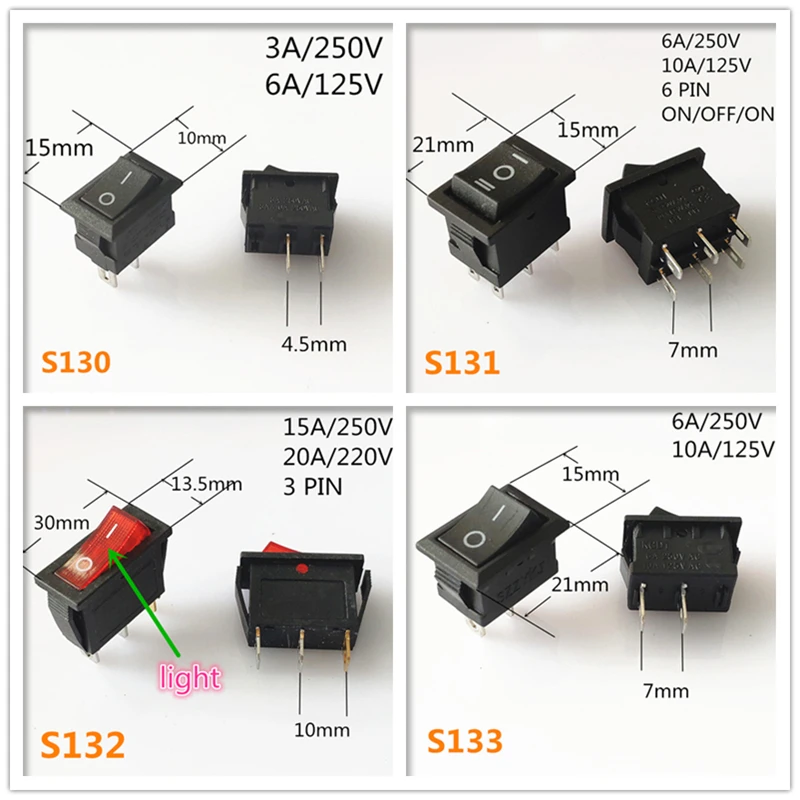 SPST KCD 3PIN 6PIN вкл/выкл квадратный лодочный кулисный переключатель DC AC 16A/250V Автомобильная приборная панель пластиковый переключатель дропшиппинг