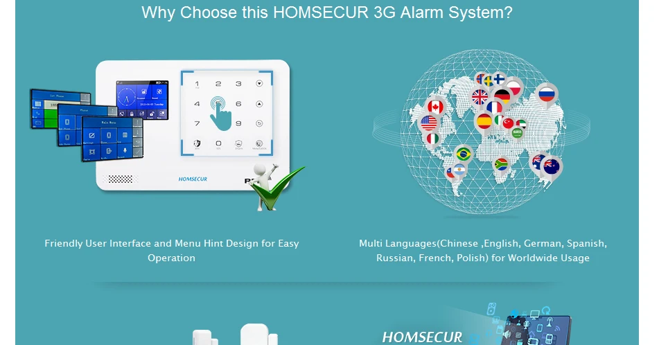 Homsecur беспроводный 3g wifi домашняя сигнализация+ беспроводная Солнечная наружная Вспышка Сирена PIR датчик движения пульт дистанционного управления LA02-3g