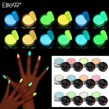 

Elite99 12 Color Nail Glitter Glow in the Dark Nail Art Glitter NeonPowder 1g Nail Dust Effect Powder Luminous Pigment Powder