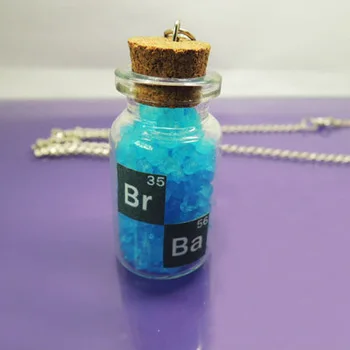 1pc sale Breaking bad inspired crystal sky blue vial necklace cork bottle bath salt BR BA NWr1876