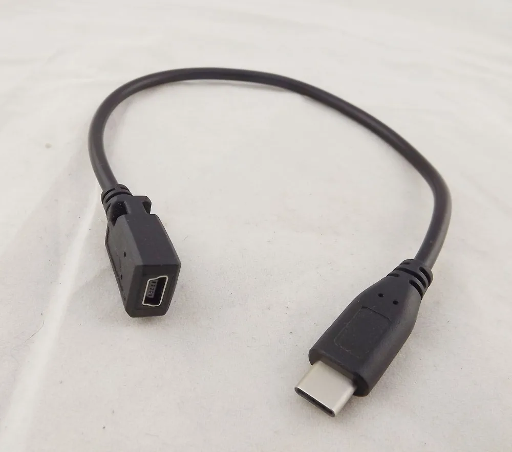 

1pc USB 3.1 Type C Male Plug to Mini USB Female Adapter Data Charger Sync Cable 27cm