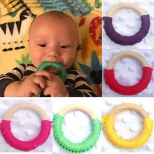 Детский Прорезыватель кольцо для прорезывания зубов деревянное кольцо Прорезыватель зубных щеток бусины из натурального дерева игрушки для малышей гладкие Прорезыватели игрушки