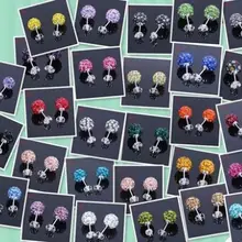 20 пара/лот 10 мм диско шар бусины смешанные белые разноцветные из нержавеющей стали хрустальные бусины серьги-гвоздики посеребренные v753