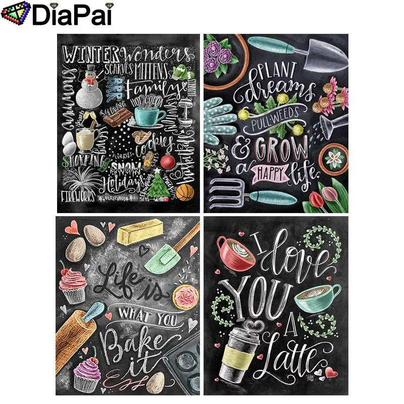 

DIAPAI 5D DIY Diamond Painting 100% Full Square/Round Drill "Text pattern landscape" 3D Embroidery Cross Stitch Home Decor