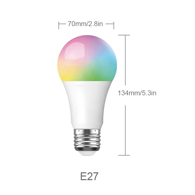 Смарт-лампа Tuya Wi-Fi 10 Вт E27 светодиодный беспроводной светильник совместимый с Alexa Echo Google Assistant умное освещение RGBW