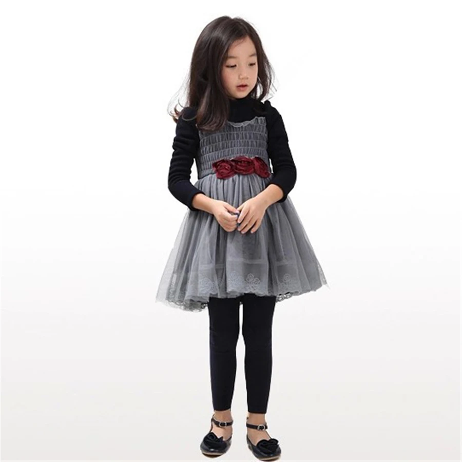 

Kids Girl Flower Lace Princess Purple Gown Tutu Dress Full Sleeve Children Prom Party Design Girl Clothes Autumn Winter 70C1053