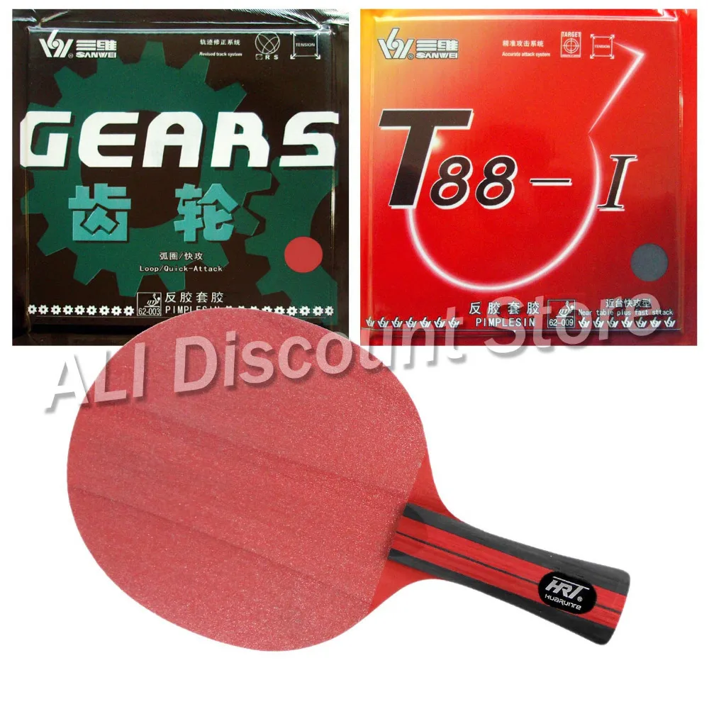 

HRT Red Crystal Blade with Sanwei T88-I and GEARS Rubbers for a Table Tennis Combo Racket FL