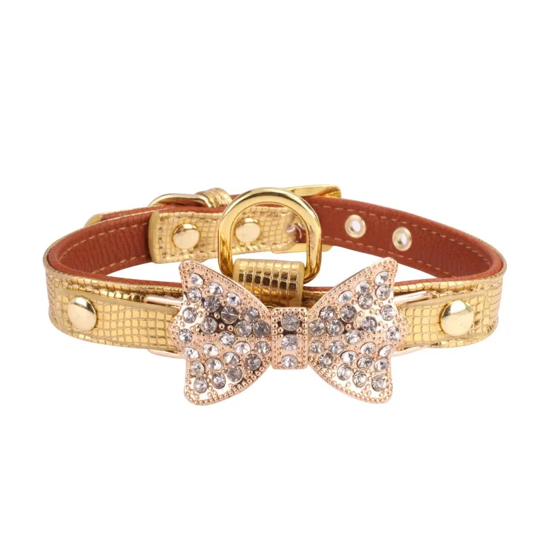 Pearl Diamante Bow Pet Puppy Princess Adjustable Collar Fashion Dog