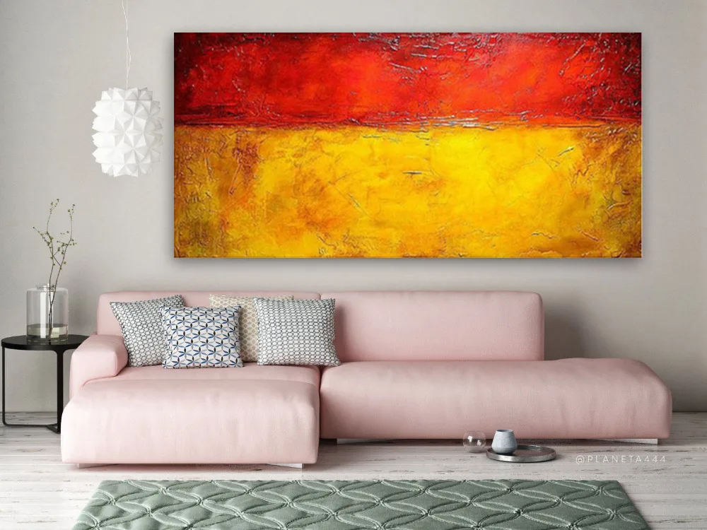 

handmade oil painting on canvas modern 100% Best Art Modern Abstract oil painting original directly Red and-yellow