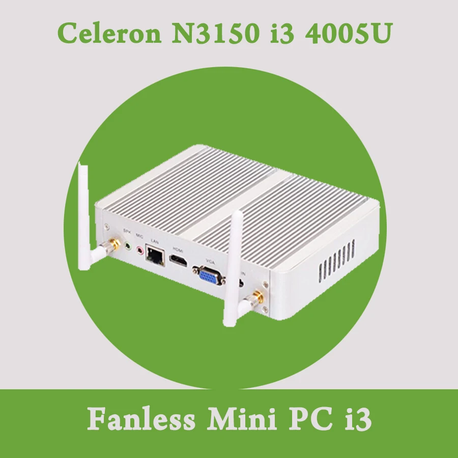 Fanless Mini PC Windows 10 TV Box Intel Celeron N3150 HDMI VGA USB MIC SPK LAN Cheapest Thin Client Slim PC OpenELEC Kodi HTPC