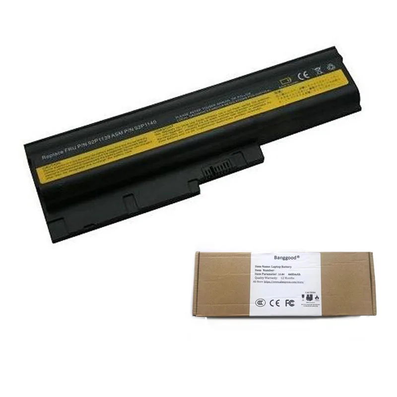 

4400mAh FRU P/N 92P1139 ASM P/N 92P1140 Laptop Battery for Lenovo Thinkpad R61 R61E R61i T500 T60 T60p T61 T61P W500 92P1137