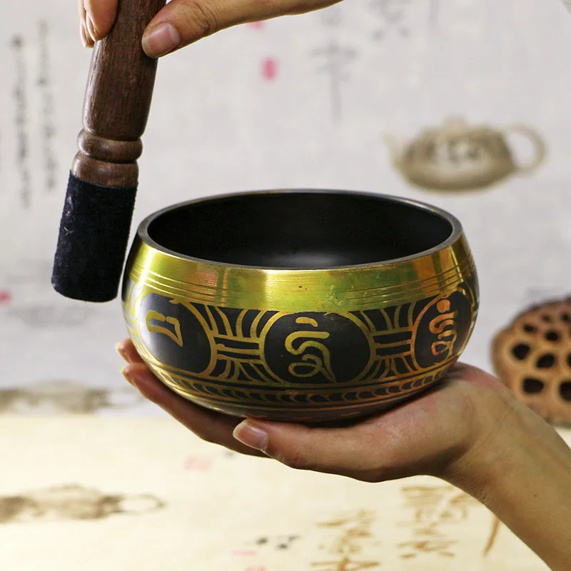 Ручной работы непальская чаша тибетский Будда Поющая чаша декоративные блюда с молотком для медитации чакра молитва Йога домашний декор