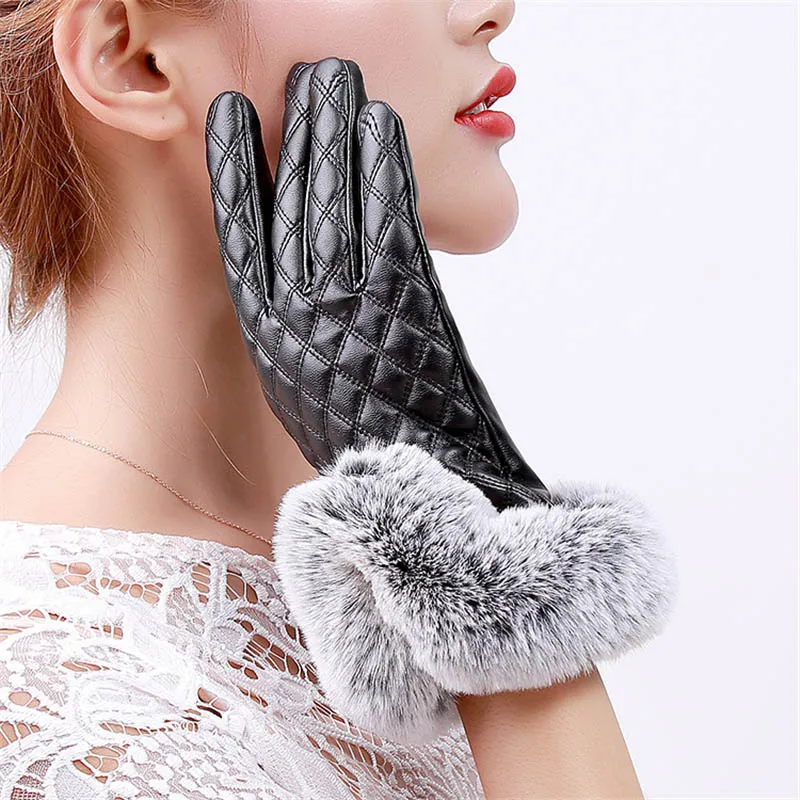 Женские перчатки, женские зимние варежки, Женские клетчатые перчатки, Элегантные Перчатки на запястье, зимние теплые варежки с сенсорным экраном для женщин, Luva