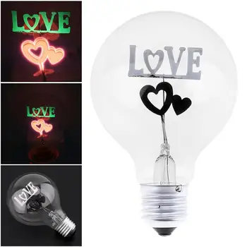 

G80 2W 220V Double Heart LOVE Flame Bubble Decorative Light Bulb for Valentine's Day Romantic Wedding