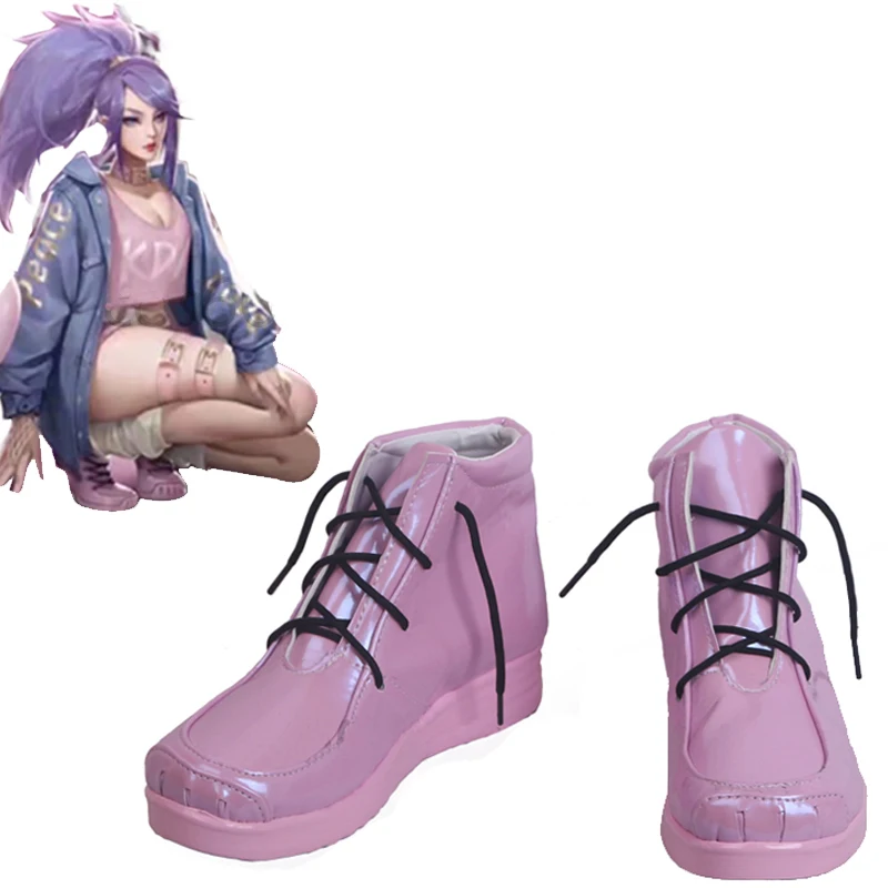 

Evelynn Kaisha Akali KDA Pink Shoes Cosplay Game LOL KDA Full Member Cosplay Boots Pink Shoes Custom Made Any Size