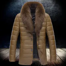 S-3XL,, коллекция года, зимние мужские новые модные длинные воротники из лисицы, пуховое пальто