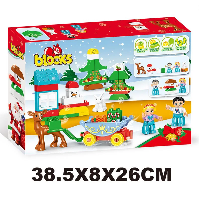 

46Pcs 2018 Colorful Christmas Gift Boy Girl DIY Big Bricks DIY Building Blocks Toys for Children Compatible LegoINGLY Duplo