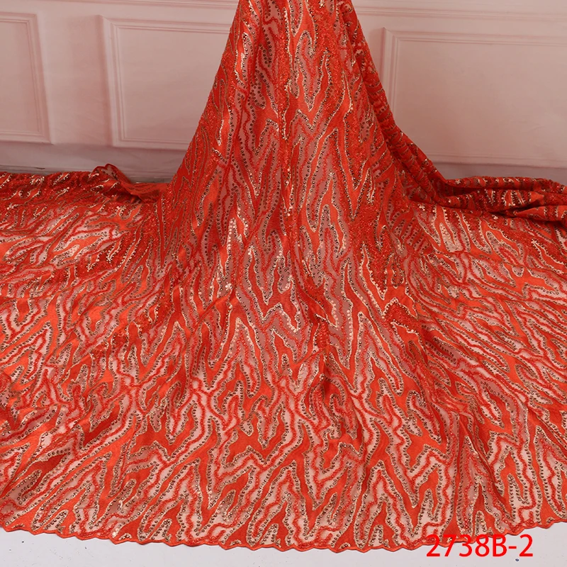 

Burnt Orange African Lace Fabric Sequins Lace Fabrics Fashion Nigerian Tulle Lace Fabric with Sequins Bridal Net Laces APW2738B