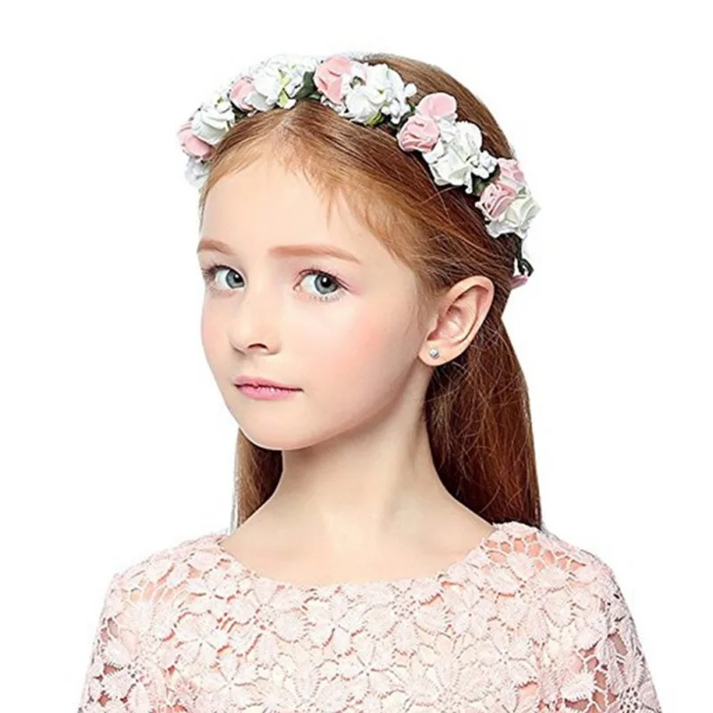 Children's Crown Headdress Princess Girl Crown Headband Cute Crown Crystal Flower Wedding Party Accessories Photography Props