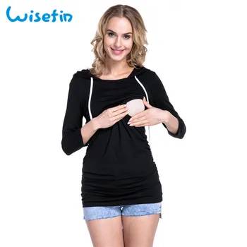 

Wisefin Maternity Breastfeeding Nursing Hoodie Long Sleeve Casual Pregnancy Hooded Clothes Autumn Winter Hoodie For Pregnant