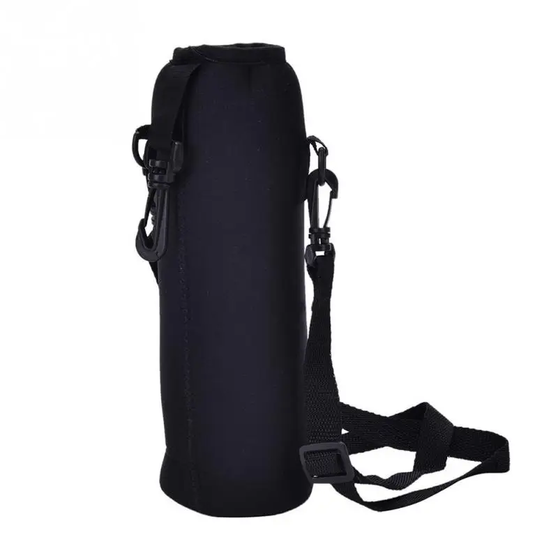 Brand New 1000ML Water Bottle Cover Bag Pouch Neoprene Water Bottle Carrier Insulated Bag Pouch Holder Black Shoulder Strap