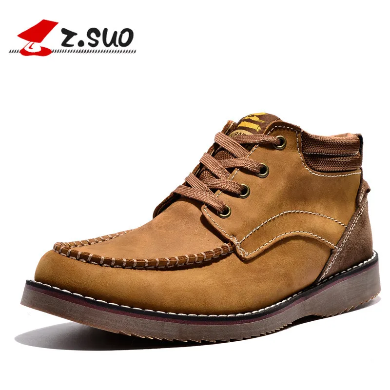 

Z. Suo 15109 Style Fashion Non-slip Wear-resistant Men's Work Boots Autumn Winter Crazy Horse Leather Short Tooling Boots