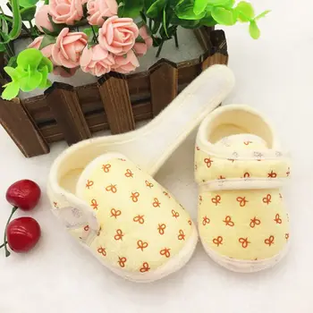

Cute Bowknot Print Baby Shoes Infant Girl Boy Anti-slip Soft Cotton Soled Sneaker