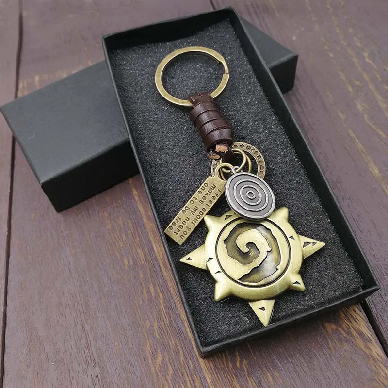 

Hearthstone Logo Keychain Key Ring Leather Key Chains Vintage Alloy Car Keychain Lucky Coins 1 Key Chain Holder Handbags Pendant