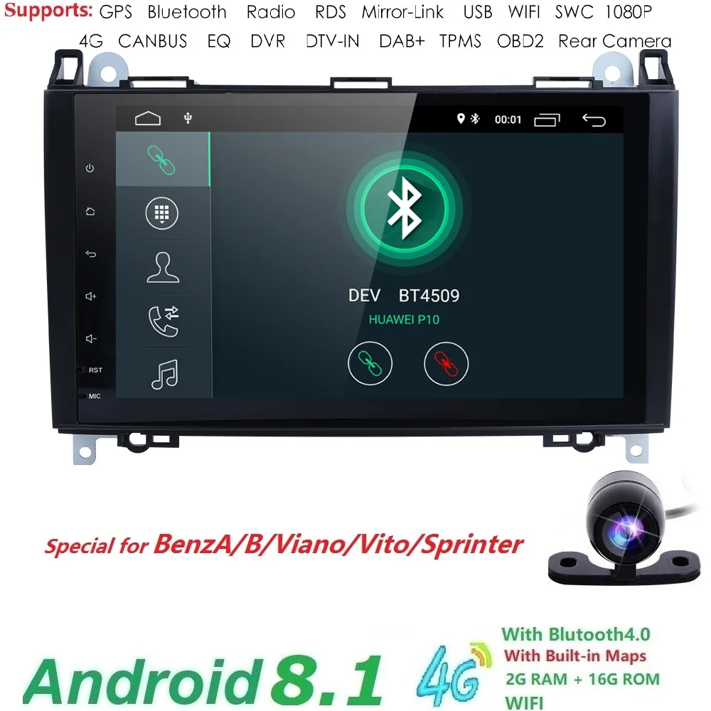 

2din Android 8.1 Quad Core Car NODVD For Benz Sprinter W169 W245 W906 Viano Vito W639 B200 with WIFI GPS Navigation Radio 2G RAM