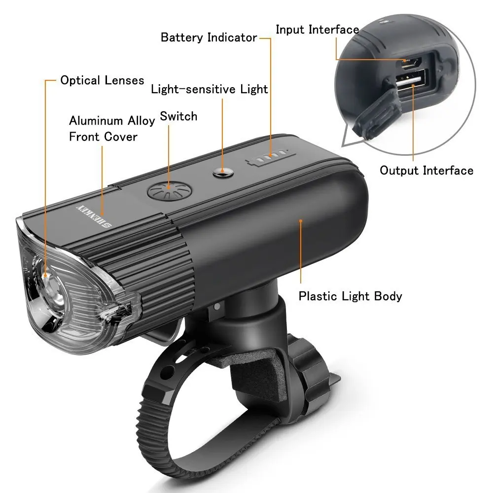 SHENKEY 4000 MAH 800 Lumens Bicycle Light Bike Lamp Front LED Headlight USB Rechargeable Flashlight For Cycling Lanterna