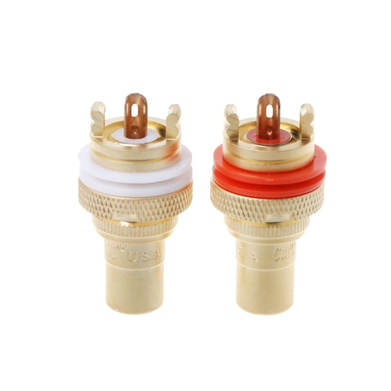 

1Pair Copper RCA Female Connector Lotus Audio Socket Audio Amplifier RCA Block