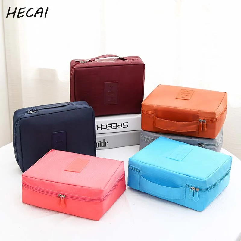 

HECAI Drop ship high quality Make Up Bag Women waterproof Cosmetic MakeUp bag travel organizer for toiletries toiletry kit